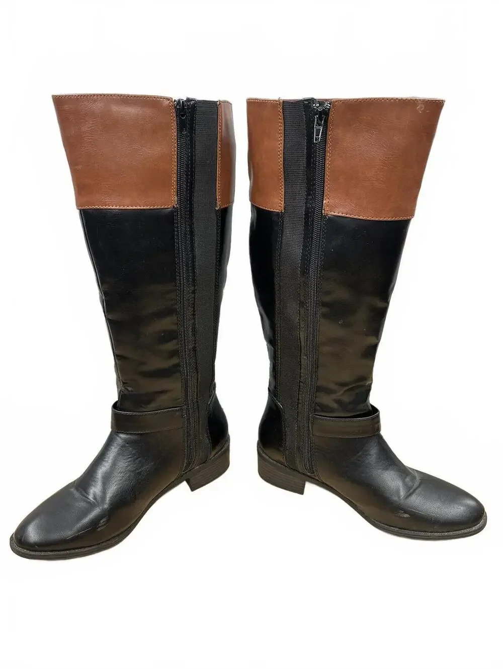 Rampage Two Tone Brown and Black Knee‎ High Boots